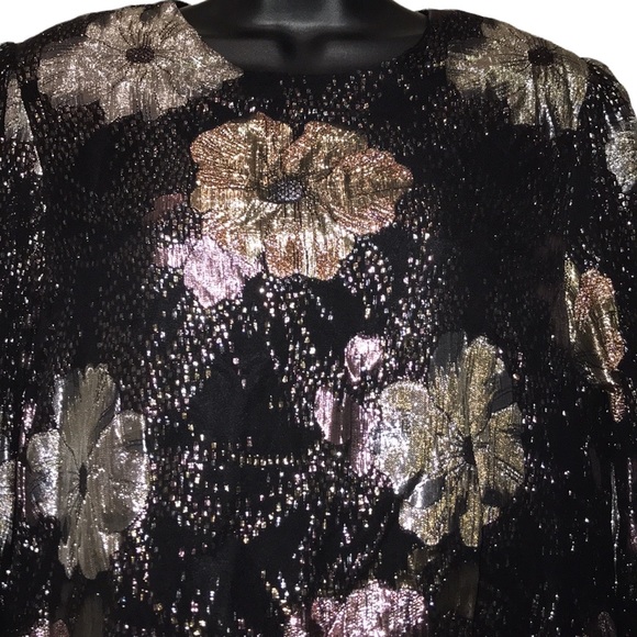 Vintage 80s/90s HAL FERMAN Gold~Black Metallic Blouse~Union Made - Picture 3 of 8